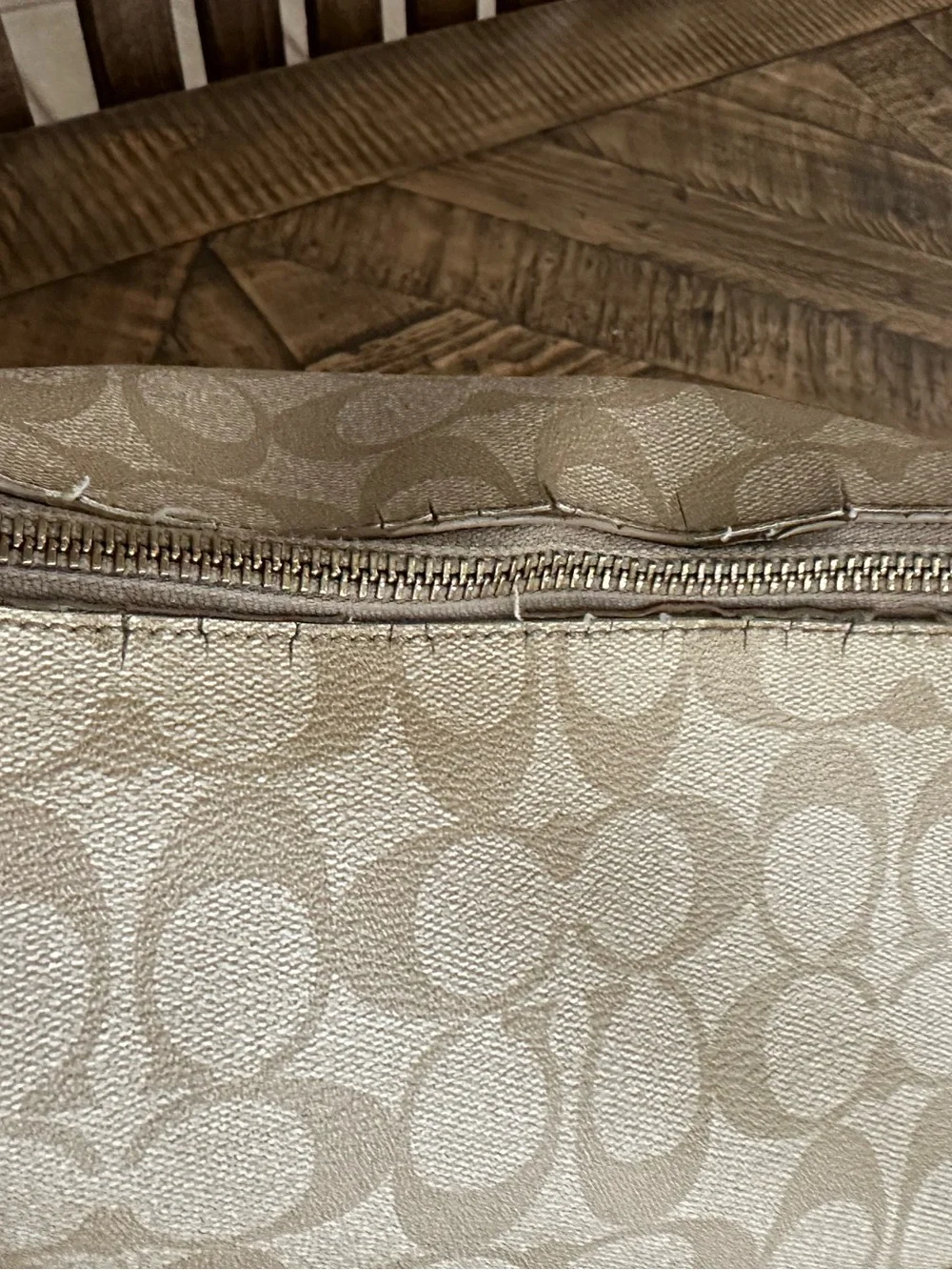Coach Celeste Signature CC Hobo Shoulder Bag Light Khaki Chalk Circa 2015